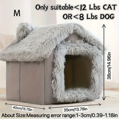 Crystal super soft，Bejirog，pp Cotton Comfortable All-Weather Pet Paradise-Warm，Portable and Soft，Semi-Enclosed Sleeping Nest for Cats and Small Dogs