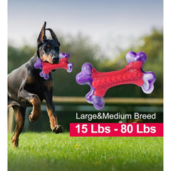 Durable Nylon Dog Toy - Large Dog-Specific Bone-Shaped Geometric Pattern Purple-Red Design，Durable Interactive Oral Health Toy for Teething Puppies