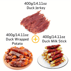 2.64Pound/1.2Kilogram Mixed Flavor Series，Cheese Duck Jerky，Chicken Milk Jerky，Duck Jerky，Easy to Digest，Durable Chew Dog Treats，High Protein，Low fat，Suitable for Small Size、Perfect Training Reward Treats for Medium and Large Dogs