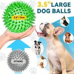 3.5 Large Dog Toy Ball，4/6 Sound-Making Dog Toy，Durable Dog Toy for Aggressive Chewers，Spiky Dog Ball for Teeth Cleaning and Training，Large Dog Chew Toy，Puppy Teething Toy