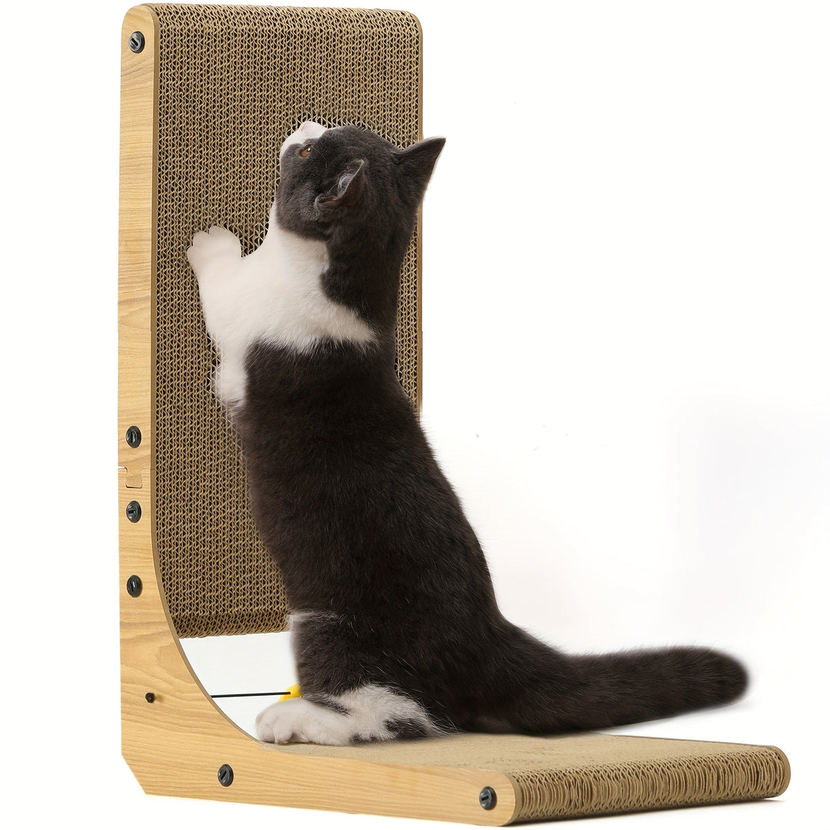 Fuku Maru Cat Scratching Board，18.9 Inch L Shaped Cardboard，Cat Scratching Pad with Ball Toy，Vertical Cat Scratching Post Wall Mounted，Suitable for indoor pets