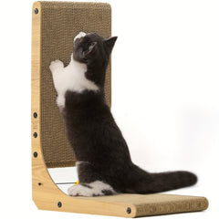 Fuku Maru Cat Scratching Board，18.9 Inch L Shaped Cardboard，Cat Scratching Pad with Ball Toy，Vertical Cat Scratching Post Wall Mounted，Suitable for indoor pets