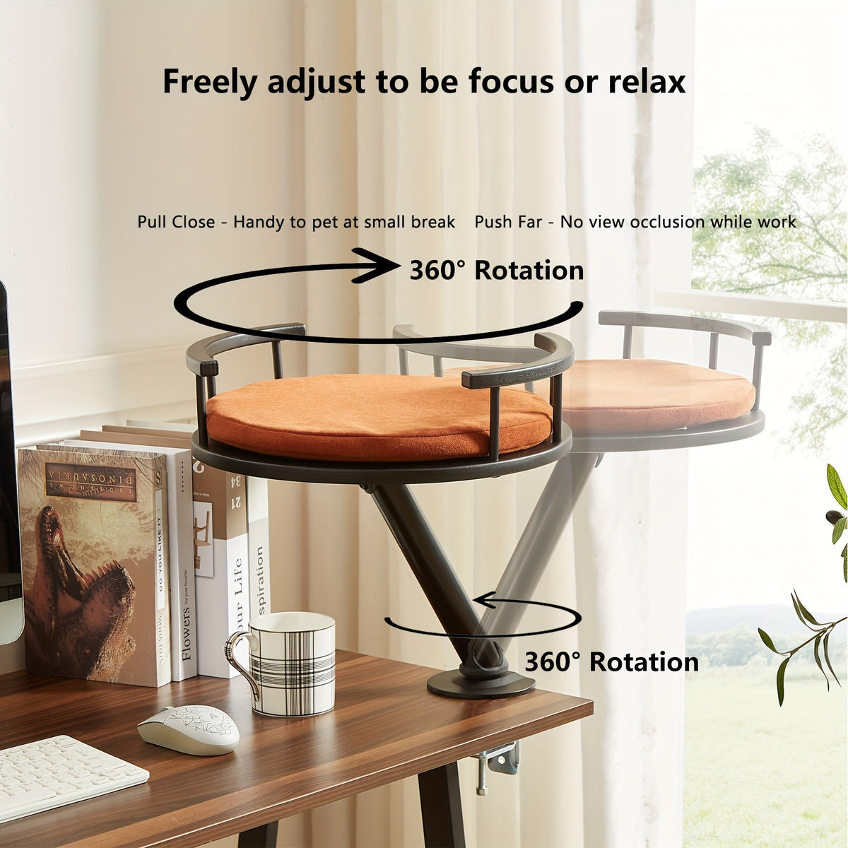 Cat Table Bed - Mounted Desktop Cat Bed，Suitable for Home Office，Apartment Indoor Elevated Cat Bed Accessories，for Work，Cat Furniture Accessories，WFH Essential Cat Supplies