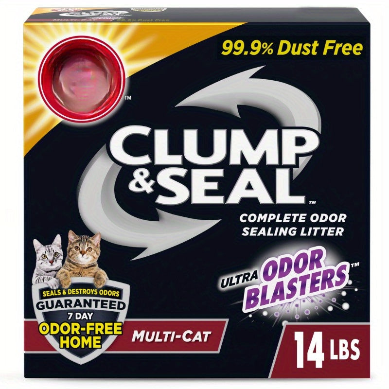 14Pound of Convenient Clay Litter for Cats - 99.9%Dust-Free，Super Strong Deodorizer，Plant-Based Granules and Baking Soda，7Guaranteed Deodorization，Suitable for multi-cat households，Minimalist Packaging Design，Moisture Activating Micro Particles