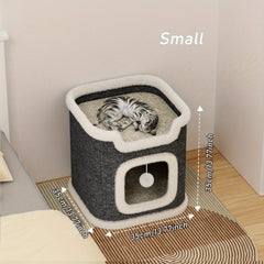 plaid Multi-Level Cat House - Soft and Durable Sisal Cat Tower，With Grab Handle，Warm Apartment Nest，Suitable for sleep、Rest and play - Suitable for All Seasons，Cat Furniture