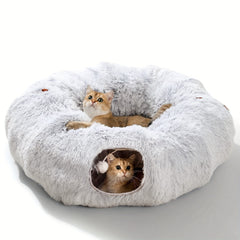 Cat Bed All-Season Plush Cat Bed Pet Cat Tunnel Plush Warm Pet Bed Foldable Cat Tunnel Bed Dog Bed Washable Energy-Consuming Cat Toy