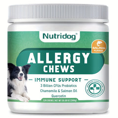 [Nutridog Dog Allergy Chews] Nutridog: Buy 1 Get 1 Free Dog Allergy Chews - 120 Chews Salmon Flavor + 2.6oz Multivitamin Chicken Flavor 30 Chews - Suitable for All Dogs
