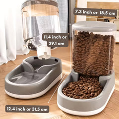 2Set8Large Automatic Dog Food Feeder and Water Dispenser，Plastic Gravity Dog Food and Water Dispenser for Large Medium Small Pets