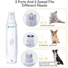 1个PetPals Double Speed USB Rechargeable Electric Dog Nail Grinder，Professional Metal Pet Claw Trimmer，Equipped3One Grinding Head，Lithium Polymer Battery，Suitable for small to large dogs and cats，Pet Nail Polishing Tool