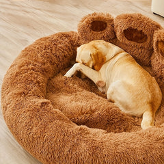 1A Comfortable and Warm Plush Round Pillow，Cute Bear Paw Pet Bed，No Assembly Required，Suitable for cats and small pets/Medium/Large dog