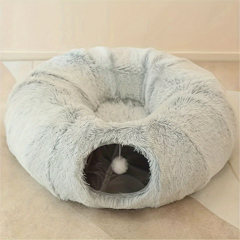 Cat Bed Pet Cat Tunnel Plush Warm Cat Tunnel Foldable Detachable Washable Multifunctional Splicing Cat Passage