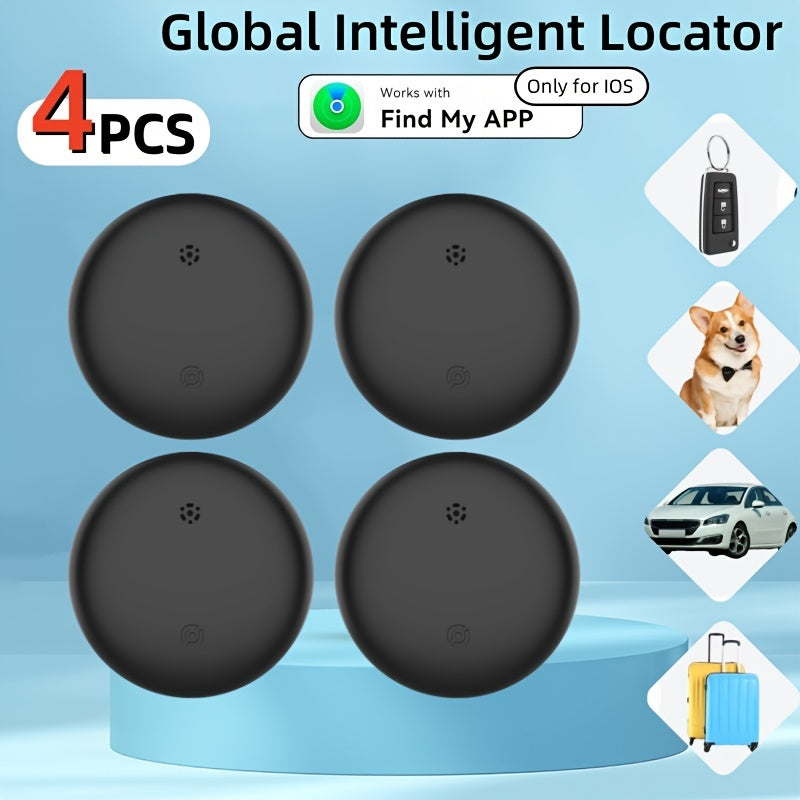 4 Pieces，Mini GPS Tracking device - Real-Time Positioning，Anti-Lost Tracker，Wireless Key Finder，Compatible Only iOS，Long-lasting battery life，Easy to Use，Very suitable for dogs、Cats and pets of various sizes，Car、Wallet、Bag、Key、Luggage and such