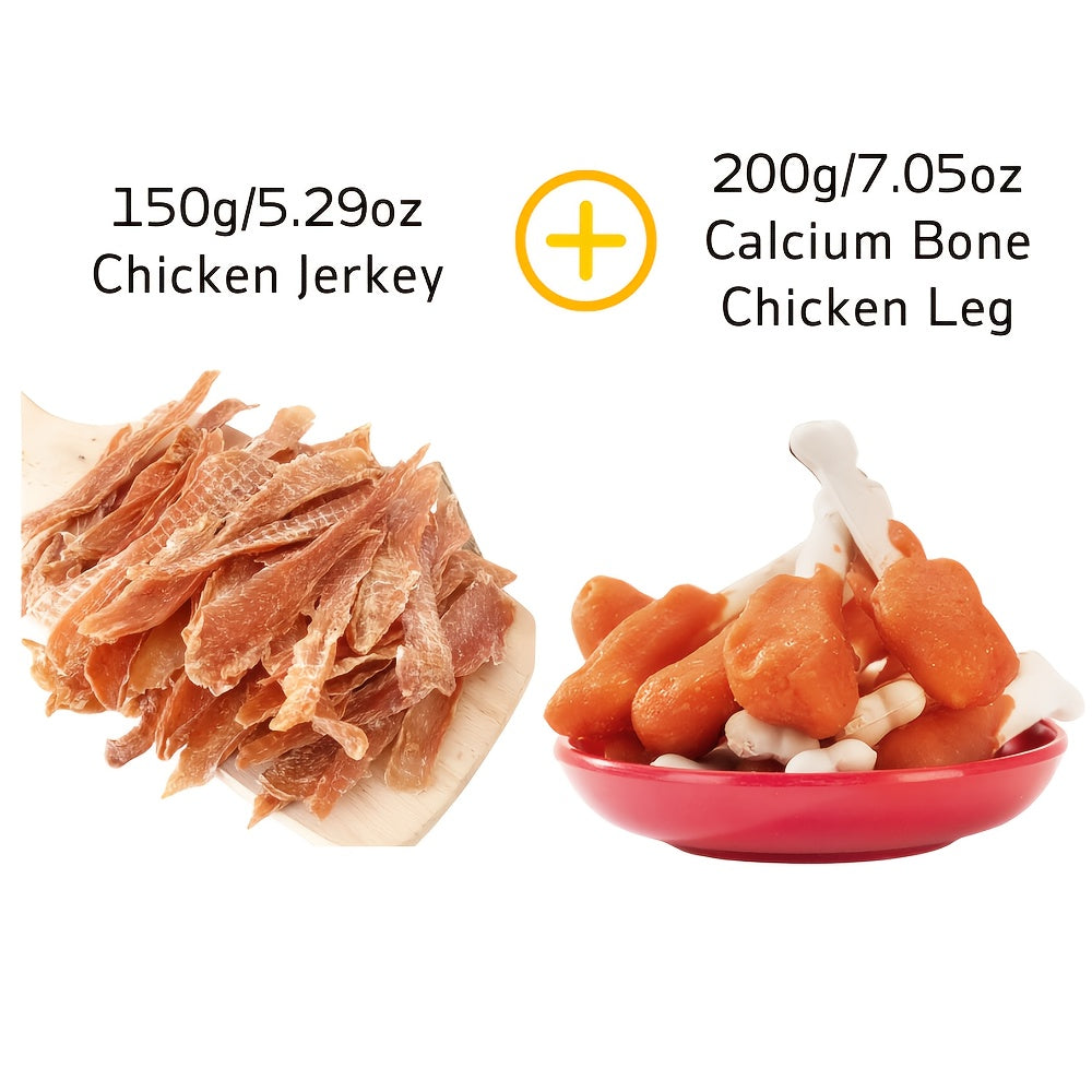 14.11oz/ 400g Mixed Flavor Series, Chicken Jerkey, Chicken Jerkey, Duck Milk Jerkey, Duck Jerkey, Easily Digestible, Dog Chews Long Lasting, And High Protein, Low Fat, Perfect Training Reward Snack For Small, Medium and Large Dogs