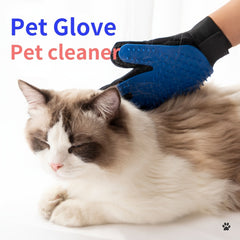 Ergonomic Pet Grooming Gloves，Nylon and rubber bristles - Dual-Action Hair Removal Comb & Massager for cats and dogs，Gentle Bathing，Control hair loss，Blue&Black，Dog Grooming Supplies，Texture Design，Durable Construction