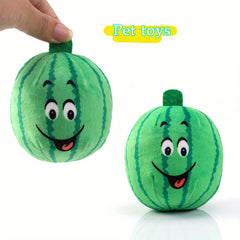 1Durable Watermelon Ball Dog Chew Toy with Squeaky Sound - Interactive Dental Chew Toy for Small Dogs，Soft and Safe Pet Toy，No Battery Required，Fruit Design，Puppy Plush Toy，Pet Safety Materials，Fun Pet Accessories
