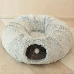 Cat Bed All-Season Plush Cat Bed Pet Cat Tunnel Plush Warm Pet Bed Foldable Cat Tunnel Bed Dog Bed Washable Energy-Consuming Cat Toy