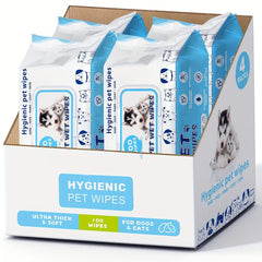 Pet Wipes，400Pcs Dog Wipes，8x8Inch Unscented Dog Paw Cleaning Wipes，Suitable for Body，Ear，Face and Skin，Extra thick and soft，Hypoallergenic Formula，Ideal Pet Wipes