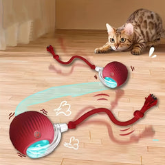 Cat Interactive Ball Toy，Automatic Rolling Ball with Tail，Rechargeable Smart Pet Interactive Toy，Smart Cat Ball