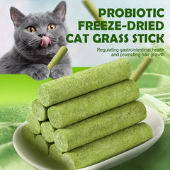15Cat Grass Stick Hairball Freeze-Dried Cat Snacks Teeth Grinding Stick Ready-to-Eat Cat Grass Pellets Hairball Paste Cat-Specific Cat Grass Tablets