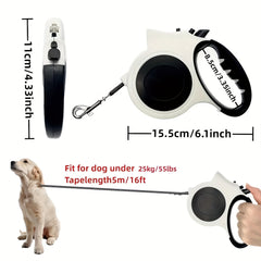 1 Strip 16 Feet LED Retractable Dog Leash，Built-in Lamp - Adjustable，Durable PVC Traction Line，Suitable for Small and Medium-Sized Dogs - Perfect for night walks and jogging，Retractable Dog Leash