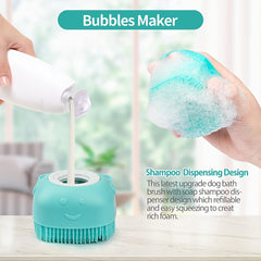 Dog Bath Brush，Soft Silicone Pet Shampoo Massage Dispenser Grooming Shower Brush，For washing short and long-haired dogs and cats