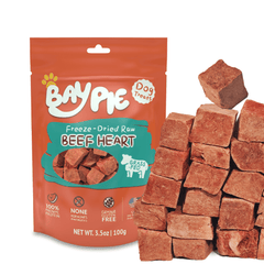 BAYPIE Freeze Dried Raw Beef Hearts for Dogs & Cats, 3.5oz, Single Ingredient Beef Heart Dog Treats Healthy Pet Food Dog Food