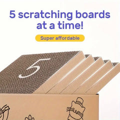 Cardboard Cat Scratch Board with Box，5A Large Reversible Cat Scratching Board，Indoor Cat Scratching Board Sofa for Cats to Rest and Play