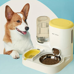 Automatic Dog Feeder and Water Dispenser Set，Comes with a stainless steel bowl——Large Capacity，Dry wet separation，Suitable for small and medium-sized dogs，No Battery Required