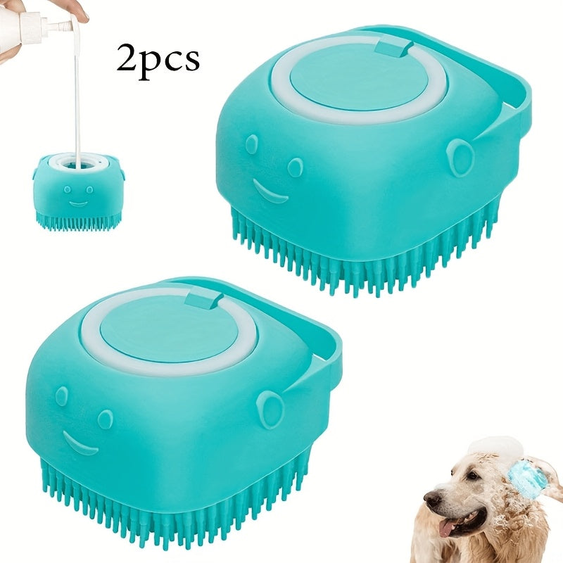 Dog Bath Brush，Soft Silicone Pet Shampoo Massage Dispenser Grooming Shower Brush，For washing short and long-haired dogs and cats