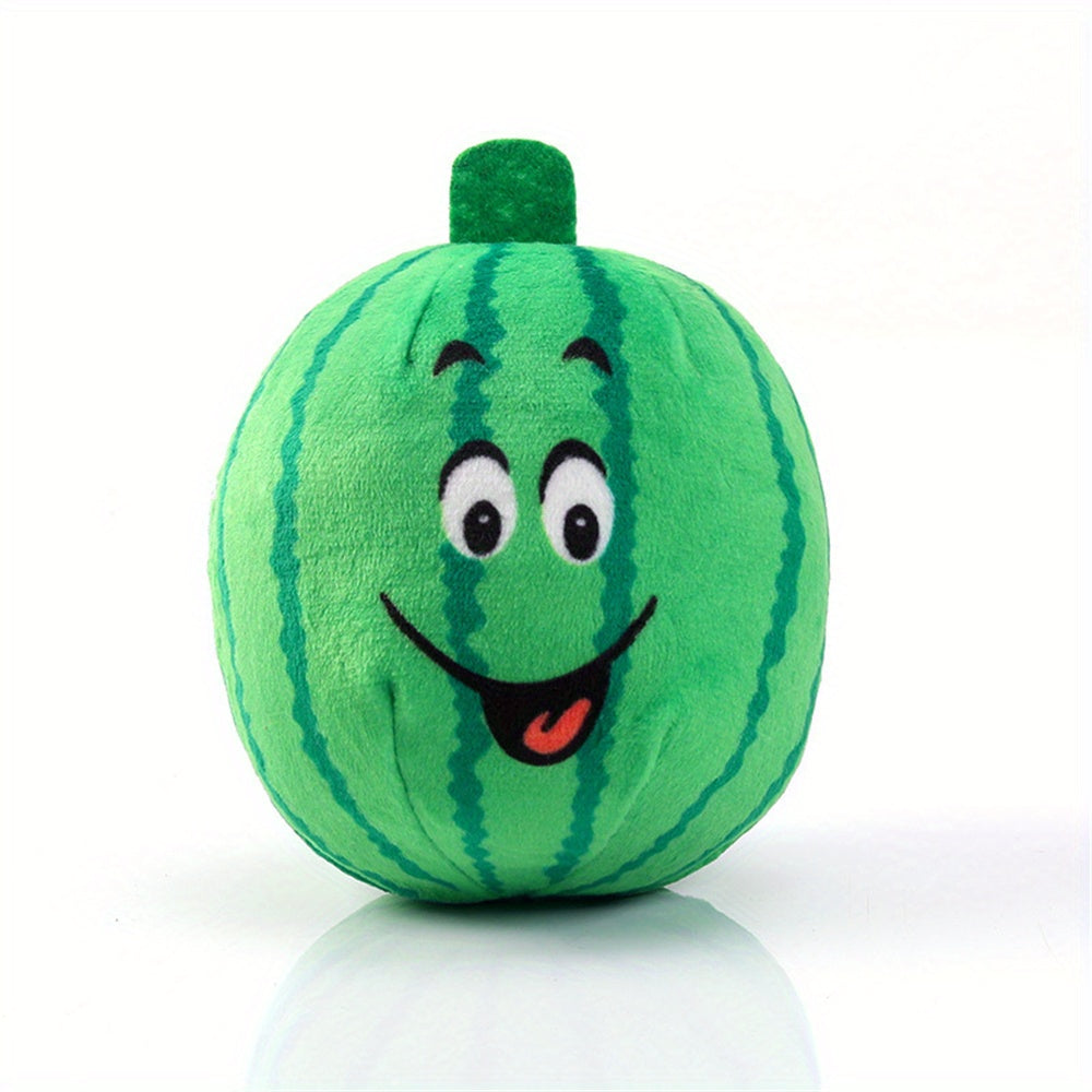 1Durable Watermelon Ball Dog Chew Toy with Squeaky Sound - Interactive Dental Chew Toy for Small Dogs，Soft and Safe Pet Toy，No Battery Required，Fruit Design，Puppy Plush Toy，Pet Safety Materials，Fun Pet Accessories