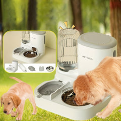 Automatic Dog Feeder and Water Dispenser Set，Comes with a stainless steel bowl——Large Capacity，Dry wet separation，Suitable for small and medium-sized dogs，No Battery Required