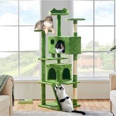 Costoffs Cat tree 54Inch/70Inch Cat Tower Apartment with2An apartment、2A hanging ball and3A Grab Bar Large Cat House Suitable for kittens and adult cats