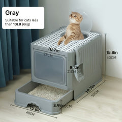 [Durable Cat Litter Box] Spacious, Durable Extra-Large Cat Litter Box | With Easy-Clean Drawer And Scoop - Polypropylene Rectangular Kitty Toilet