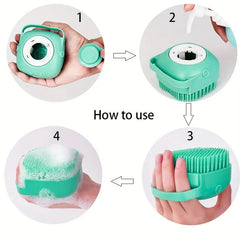 1Pet Shampoo Brush Set - Double-sided Soft Silicone Comb，Built-in storage space suitable for both short-haired and long-haired dogs and cats！