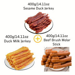 2.64Pound/1.2Kilogram Mixed Flavor Series，Cheese Duck Jerky，Chicken Milk Jerky，Duck Jerky，Easy to Digest，Durable Chew Dog Treats，High Protein，Low fat，Suitable for Small Size、Perfect Training Reward Treats for Medium and Large Dogs