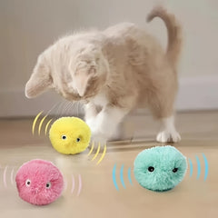 3 Pack of Squeaky Ball Interactive Cat Plush Toys EVA Toy ball - Squeaky Sound Training Toy for Cats - Fun Pet Toy Ball，Suitable for play and exercise，Blue、Yellow、Pink