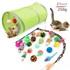 Cat Toy Set Pet Cat Toy Set Cat Tunnel Teaser Wand Bell Cat Tunnel Supplies In Stock