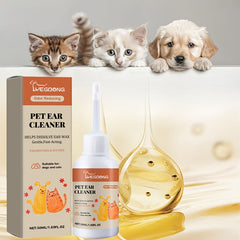 Pet Ear Drops，Removes Dirt and Ear Wax，Ear Care Drops for Dogs and Cats，Gentle Ear Cleaning Solution and Tartar Removal Solution，Safe Ear Cleansing Drops Suitable for Cats and Dogs
