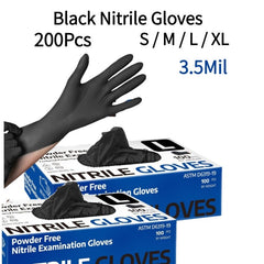 200 Black Nitrile Disposable Gloves Only - Thick、Durable and comfortable，Suitable for Kitchen Cleaning、Dishwashing、Beauty Care、Pet bathing and such - Waterproof，Excluding PVC