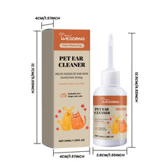 Pet Ear Drops Clean Ears，Remove Dirt and Earwax，Eliminate Odor，Mild Pet Ear Lotion，Suitable for dogs and cats，50Ml/1.69Fluid Ounce