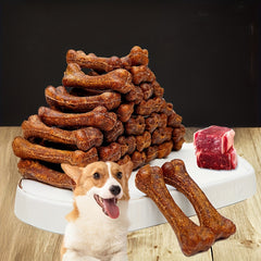 7.05Ounce/14.11Ounce（200Gram/400Gram）Beef Flavor Teething Bones，Natural Ingredients，Natural Dog Snacks，Health，Easy to Digest，Chewy，Rich in protein，Low fat，Suitable for Small Size、Perfect Training Reward Treats for Medium and Large Dogs