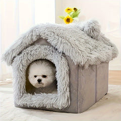 Crystal super soft，Bejirog，pp Cotton Comfortable All-Weather Pet Paradise-Warm，Portable and Soft，Semi-Enclosed Sleeping Nest for Cats and Small Dogs