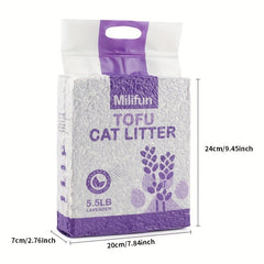 5.5 lb Lavender Scented Tofu Cat Litter - Dust-Free, Fast-Drying & Ultra-Absorbent Clumping Pellets for Odor Control, Less Scattering, High-Quality & Cat Litter