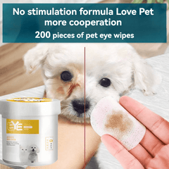 200Pet Eye Wipes - Cat Cleaning Supplies：Remove tear stains，Durable Polyester Material，Suitable for cats and dogs