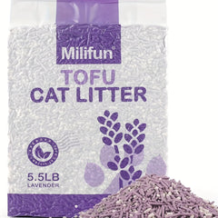 1/2/4A tofu cat litter，5.5Pound/Bag，With lavender fragrance，Easy to Clean/Remove Odor/Clumping，Does not harm cat claws