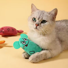 1pc Random Color Plush Cat Toy - Interactive Teeth Cleaning & Self-Entertaining Pet Toy for Small Breeds, No Battery Needed, Durable Soft Material for Indoor Play & Dental Hygiene, Cat Chew Toy, Playful Design, Petsafe Fabric, Playful Pets