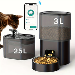 Large Capacity Wi-Fi Remote Automatic Cat Feeder-84.54Ounce Wireless Dog Water Faucet Automatic Water Dispenser with Filter，Silent operation