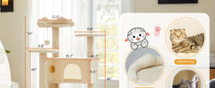 54Inch Indoor Cat Tree，Multi-Level Cat Tree Tower，With西亚丝 Scratch痕柱，Equipped2A large apartment bed for a pet room，Cat Toy Tree Tower，Suitable for kittens and adult cats，Equipped with an anti-tip device