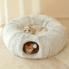 Cat Bed Pet Cat Tunnel Plush Warm Cat Tunnel Foldable Detachable Washable Multifunctional Splicing Cat Passage