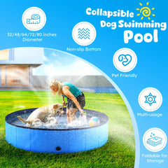 Niubya Foldable Dog Pool、Foldable Hard Plastic Dog Swimming Pool、Portable Bathtub for Pet Dogs and Cats、Indoor and Outdoor Pet Shallow Water Pool